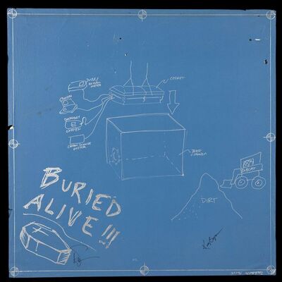 Lot # 81: Buried Alive Blueprint Signed by Adam Savage and Kari Byron with Signed Poster