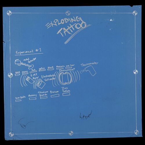 Lot # 84: Exploding Tattoo Blueprint Signed by Adam Savage and Kari Byron with Signed Poster