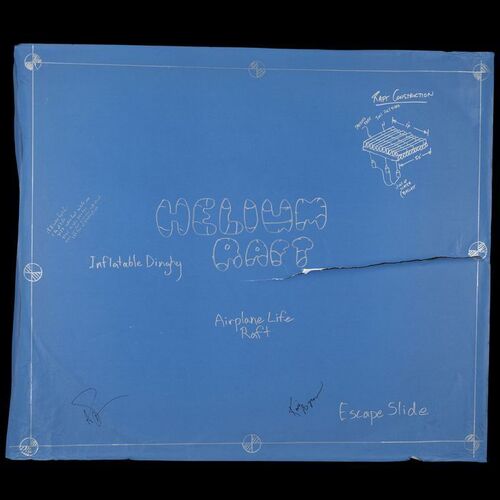 Lot # 99: Helium Raft Blueprint Signed by Adam Savage and Kari Byron with Signed Poster