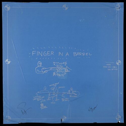 Lot # 103: Finger In A Barrel Blueprint Signed by Adam Savage and Kari Byron with Signed Poster
