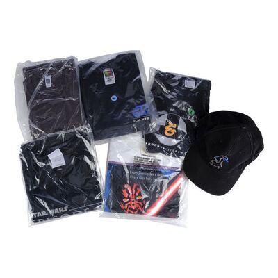 Lot # 107: Collection of Grant Imahara's Star Wars Crew Shirts and Hat