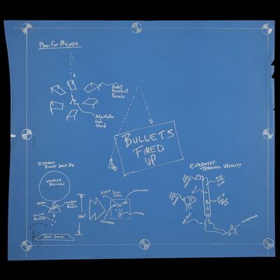 Lot # 115: Bullets Fired Up Blueprint Signed by Adam Savage with Signed Poster