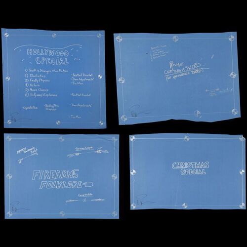 Lot # 129: Set of Four Blueprint Titled Posters Signed by Adam Savage with Signed Poster
