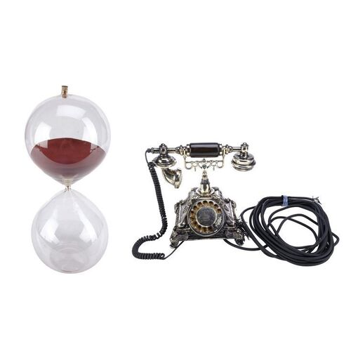 Lot # 39: JOHN WICK: CHAPTER 4 (2023): The Marquis de Gramont's New York Office Rotary Phone with Spare Hourglass