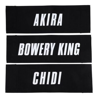 Lot # 86: JOHN WICK: CHAPTER 4 (2023): Akira, Bowery King, and Chidi's Production Chairbacks