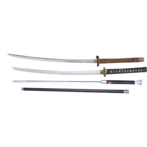 Lot # 126: JOHN WICK: CHAPTER 4 (2023): Main Characters' Weapons Lot with John Wick's Katana and Caine's Blade