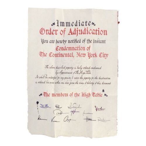 Lot # 127: JOHN WICK: CHAPTER 4 (2023): Winston's Unsealed High Table Decree