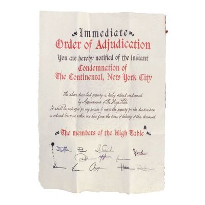 Lot # 127: JOHN WICK: CHAPTER 4 (2023): Winston's Unsealed High Table Decree
