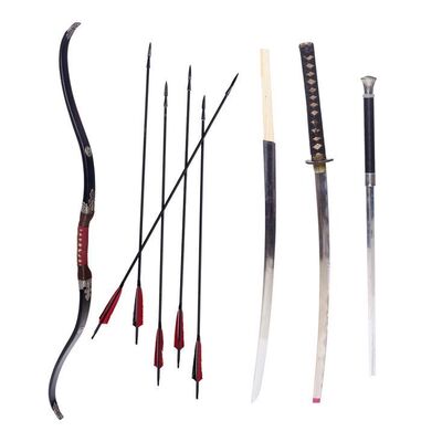 Lot # 142: JOHN WICK: CHAPTER 4 (2023): Main Character Weapons Lot with Caine's Tip-Off Metal Blade