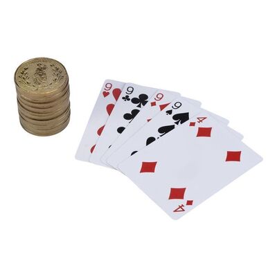 Lot # 153: JOHN WICK: CHAPTER 4 (2023): Caine's Poker Hand and Gold Coin Roll