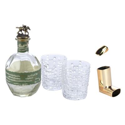 Lot # 167: JOHN WICK: CHAPTER 4 (2023): Killa Harkan's Gold Tooth, Inhaler and Bourbon Bottle with Glasses