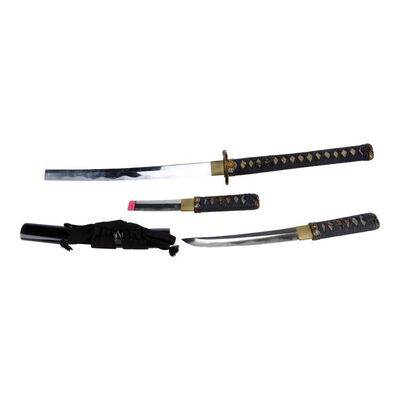 Lot # 179: JOHN WICK: CHAPTER 4 (2023): Koji Shimazu's Metal Half Katana, SFX Tanto, and Rubber Tanto with Sheath