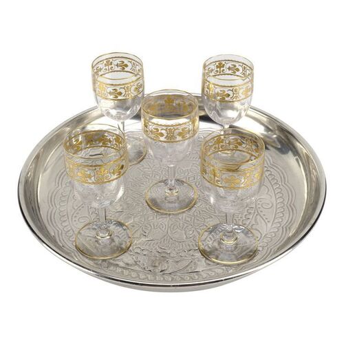 Lot # 200: JOHN WICK: CHAPTER 4 (2023): Set of Five High Table Duel French Wine Glasses and Tray