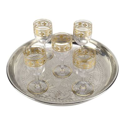 Lot # 200: JOHN WICK: CHAPTER 4 (2023): Set of Five High Table Duel French Wine Glasses and Tray