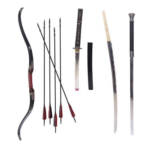 Lot # 206: JOHN WICK: CHAPTER 4 (2023): Main Character's Weapons Lot with Koji Shimazu's Half Katana and Sheath