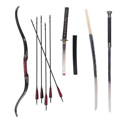 Lot # 206: JOHN WICK: CHAPTER 4 (2023): Main Character's Weapons Lot with Koji Shimazu's Half Katana and Sheath