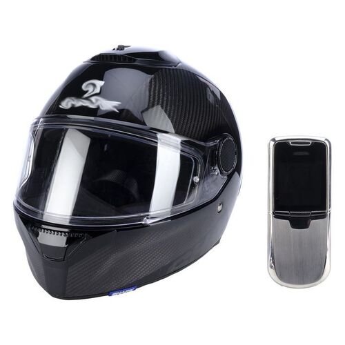 Lot # 226: JOHN WICK: CHAPTER 4 (2023): Contract Assassin's Motorcycle Helmet with Cell Phone and Charger