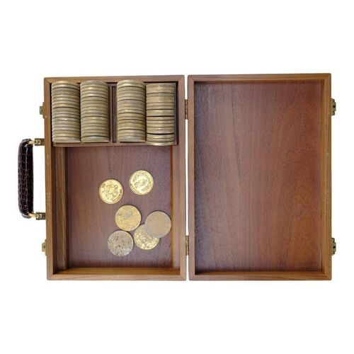 Lot # 266: JOHN WICK: CHAPTER 3-PARABELLUM (2019): Pair of High Table Currency Coins with Coin Box, One Tray, and 76 Coin Blanks