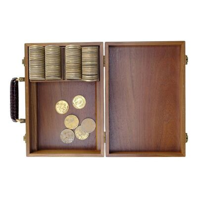 Lot # 266: JOHN WICK: CHAPTER 3-PARABELLUM (2019): Pair of High Table Currency Coins with Coin Box, One Tray, and 76 Coin Blanks