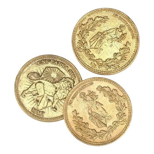 Lot # 274: JOHN WICK: CHAPTER 3-PARABELLUM (2019): Three High Table Currency Coins