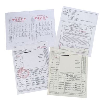 Lot # 293: JOHN WICK: CHAPTER 3-PARABELLUM (2019): John Wick's 15 Million Dollar Bond Certificate and Record Papers