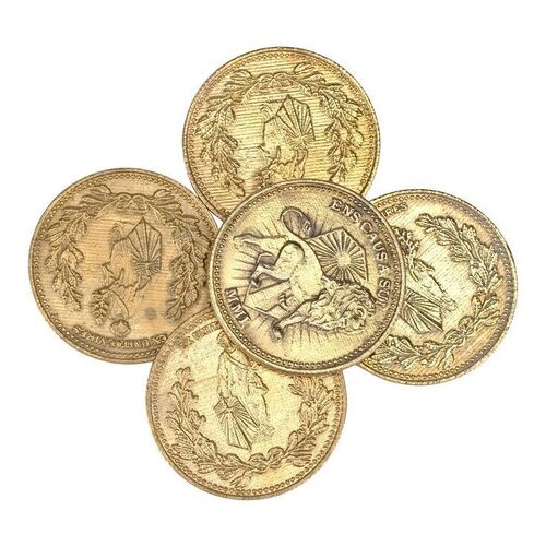 Lot # 300: JOHN WICK: CHAPTER 3-PARABELLUM (2019): Five High Table Currency Coins