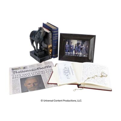 Lot # 7: The Umbrella Academy (2019-2024): Sir Reginald Hargreeves's (Colm Feore) Journal and Monocle with Mansion Accessories