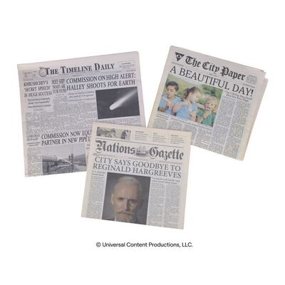 Lot # 20: The Umbrella Academy (2019-2024): Sir Reginald Hargreeves's (Colm Feore) Death, Apocalypse Date, and Commission Newspapers