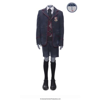 Lot # 42: The Umbrella Academy (2019-2024): Number Five's (Aidan Gallagher) Post Apocalyptic Stage 2 Umbrella Academy Uniform with Tattoo Sticker