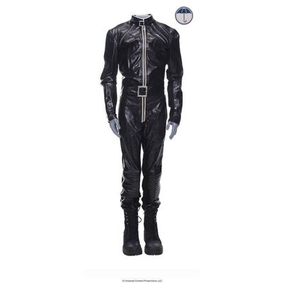Lot # 65: The Umbrella Academy (2019-2024): Young Luther Hargreeves's (Cameron Brodeur) Mission Costume and Tattoo Sticker