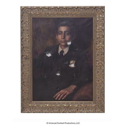 Lot # 66: The Umbrella Academy (2019-2024): Number Five's (Aidan Gallagher) Screen-Matched Bullet-Ridden Framed Portrait Print