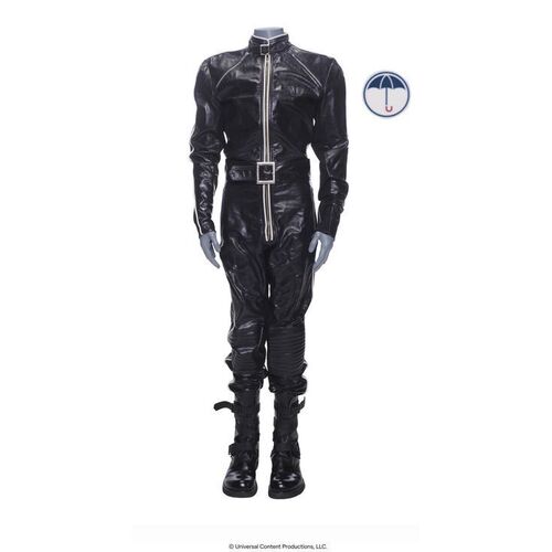 Lot # 69: The Umbrella Academy (2019-2024): Young Klaus Hargreeves's (Dante Albidone) Superhero Costume and Tattoo Sticker