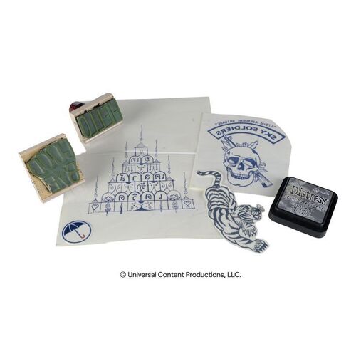 Lot # 102: The Umbrella Academy (2019-2024): Klaus Hargreeves's (Robert Sheehan) Tattoo Set with Hand Stamps