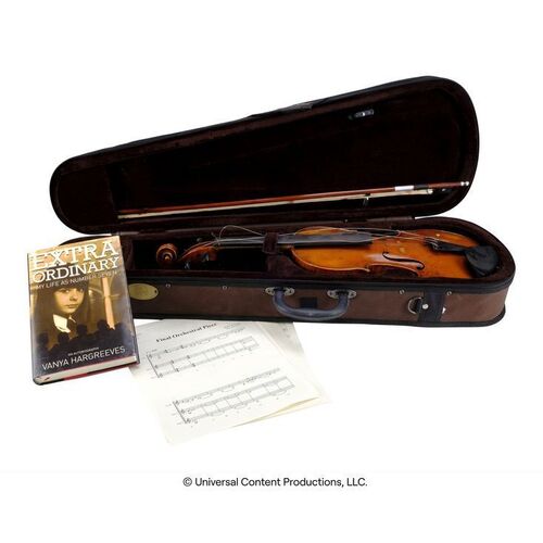 Lot # 127: The Umbrella Academy (2019-2024): Vanya Hargreeves's (Elliot Page) Broken Violin, Bloody Bow and Case with Accessories