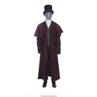 Lot # 145: The Umbrella Academy (2019-2024): Sir Reginald Hargreeves's (Colm Feore) 1920s Maroon Suit with Top Hat