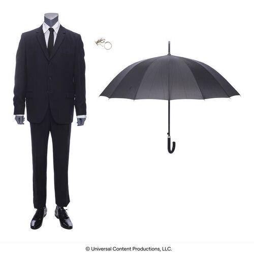 Lot # 174: The Umbrella Academy (2019-2024): Sir Reginald Hargreeves's (Colm Feore) Grassy Knoll Suit with Umbrella and Monocle