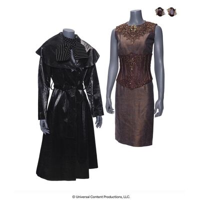 Lot # 222: The Umbrella Academy (2019-2024): The Handler's (Kate Walsh) Deal with Number Five Costume with Commission Office Coat