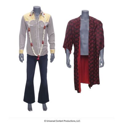 Lot # 228: The Umbrella Academy (2019-2024): Klaus Hargreeves's (Robert Sheehan) Western Shirt Costume with Sanctum Mansion Robe