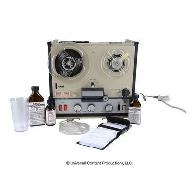 Lot # 236: The Umbrella Academy (2019-2024): F.B.I. Agent Gibb's (Morgan Kelly) Interrogation Supplies and Tape Recorder