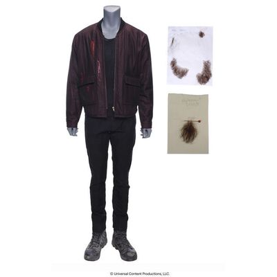Lot # 260: The Umbrella Academy (2019-2024): Diego Hargreeves's (David Casta&Atilde;&fnof;&Acirc;&plusmn;eda) Bullet-Ridden Farm Battle Costume with Beard and Mustache
