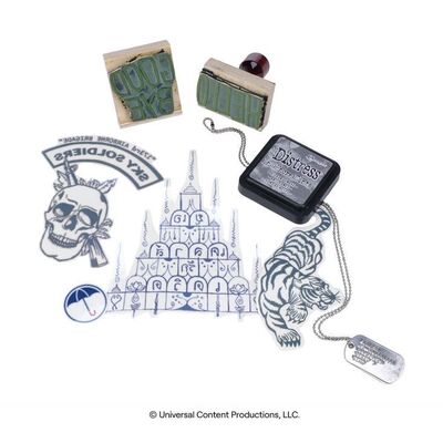 Lot # 266: The Umbrella Academy (2019-2024): Klaus Hargreeves's (Robert Sheehan) Full Set Tattoos, Hand Stamps and David Katz's Dog Tags