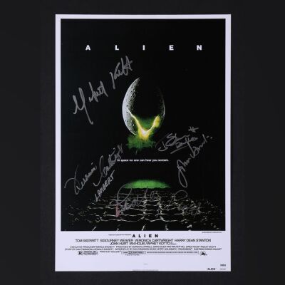 Lot #13 - ALIEN (1979) - Yaphet Kotto, John Hurt, Ridley Scott, Tom Skerritt and Veronica Cartwright Autographed Mini Poster