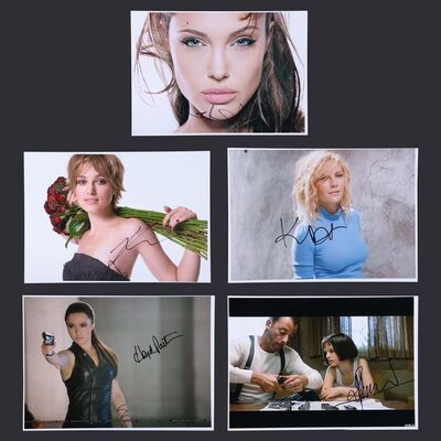Lot #29 - AUTOGRAPHED STILLS - Angelina Jolie, Natalie Portman, Kirsten Dunst, Keira Knightley and Hayden Panettiere Autographed Stills