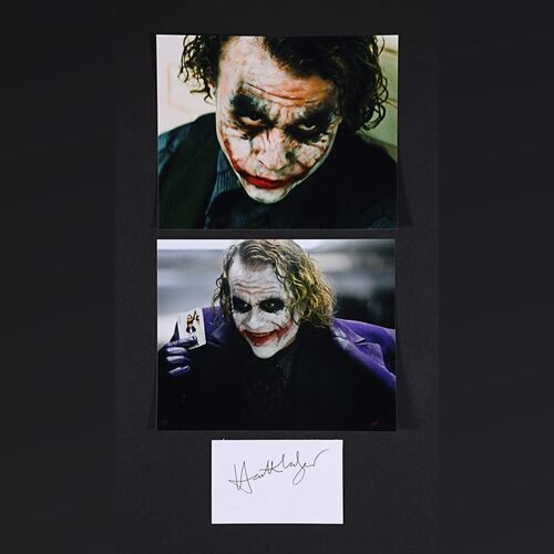 Lot #44 - THE DARK KNIGHT (2008) - Heath Ledger Autograph and Two Photos