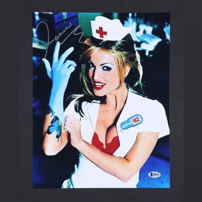 Lot #64 - BLINK-182 - Janine Lindemulder Autographed "Enema of The State" Album Cover Photos and Gloves