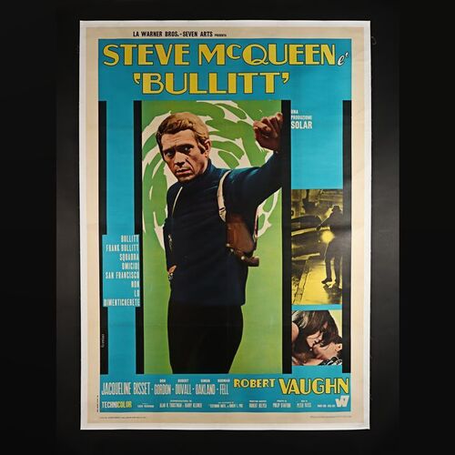 Lot #69 - BULLITT (1968) - David Frangioni Collection: Italian Two Panel (4-Fogli) - Linen-Backed, 1970 (First Release)