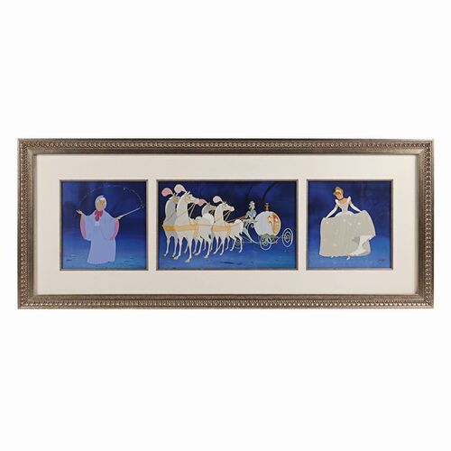 Lot #73 - CINDERELLA (1950) - Framed Limited Edition Set of Three "Cinderella's Magic Night" Hand-Painted Animation Cel Display, 1997