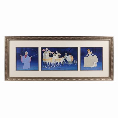 Lot #73 - CINDERELLA (1950) - Framed Limited Edition Set of Three "Cinderella's Magic Night" Hand-Painted Animation Cel Display, 1997