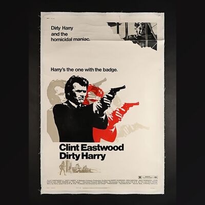Lot #84 - DIRTY HARRY (1971) - David Frangioni Collection: US 40" x 60" Poster - Linen-Backed, 1971