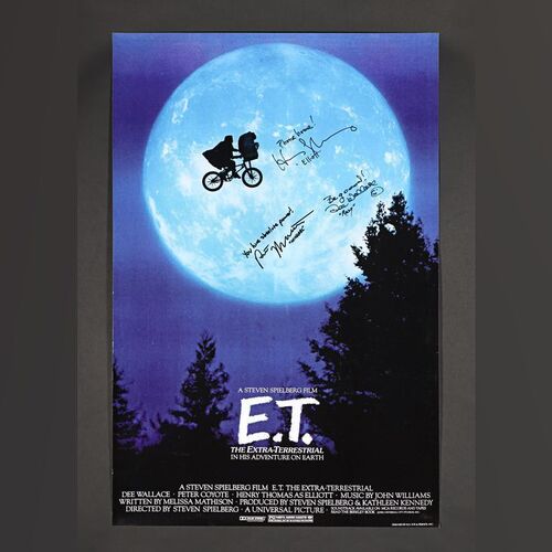 Lot #94 - E.T. THE EXTRA-TERRESTRIAL (1982) - Henry Thomas, Dee Wallace and Robert MacNaughton Autographed and Annotated Poster
